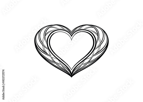 Silhouette of heart shape isolated on a white background
