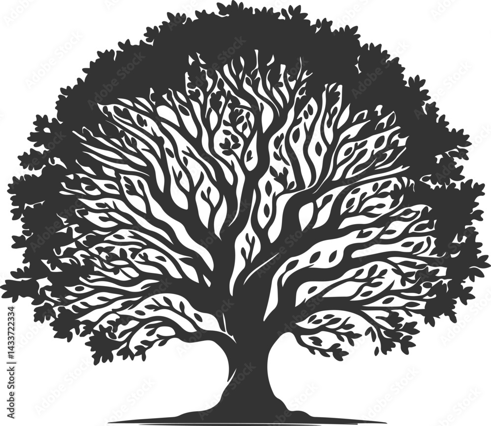 Naklejka premium Bare Tree Silhouette with White Backdrop