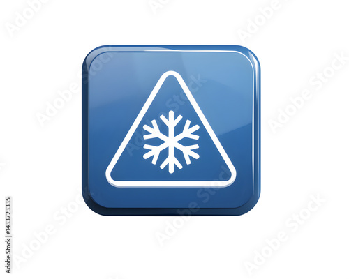 Blue cold snowflake on transparent background