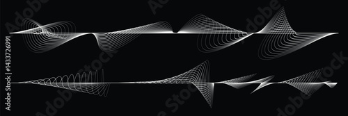 Digital sound equalizer . Audio signal frequency signal . Abstract flow linear fluid wavy shape . Acoustic volume lines .Curved lines pattern . Music sound wave . Vector illustration
