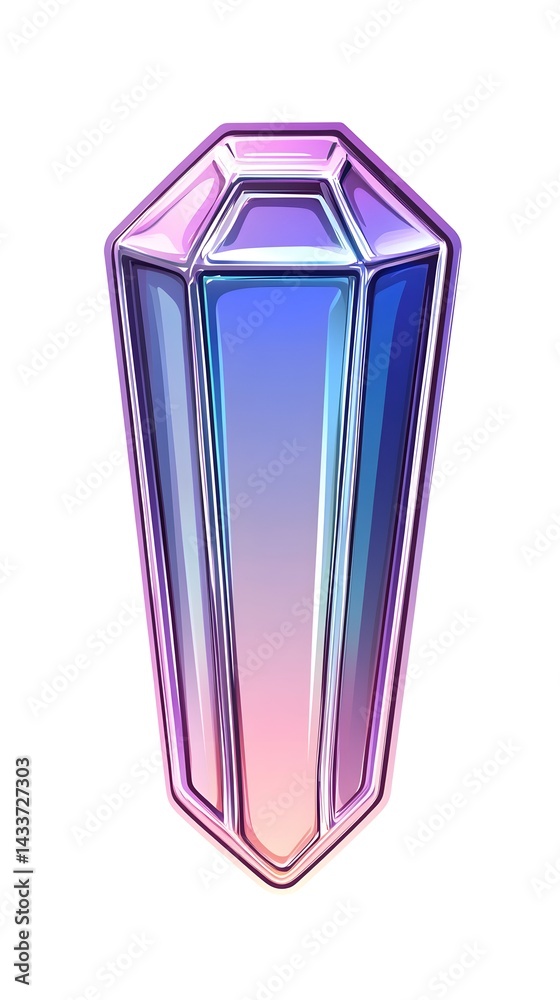 Iridescent gemstone, multifaceted, blue-pink gradient, polished, crystalline structure Iridescent gemstone, multifaceted, blue-pink gradient, polished, crystalline structure