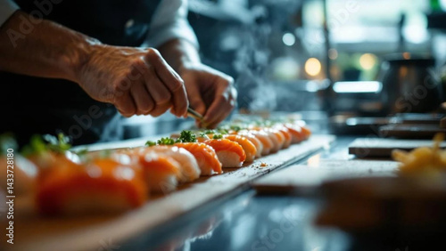 Obraz na płótnie Preparing sushi in the kitchen. Close up. w salonie