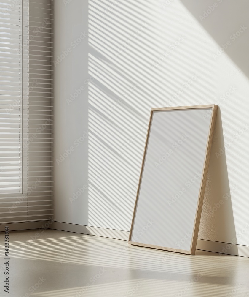 Sunlight Illuminates a Blank Mirror in a Minimalist Room Sunlight Illuminates a Blank Mirror in a Minimalist Room