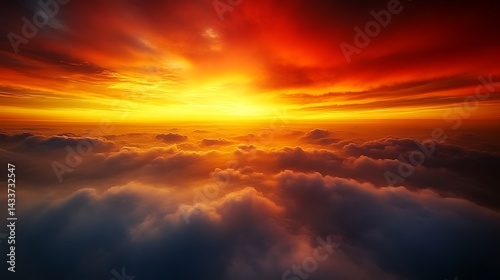 Fiery Sunset Above a Sea of Clouds