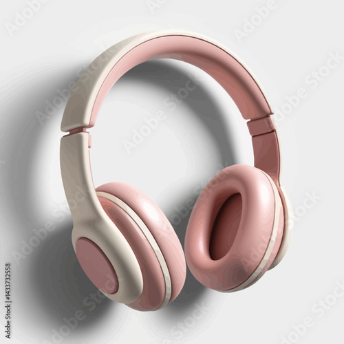 Pink and Cream Wireless Headphones on White Background