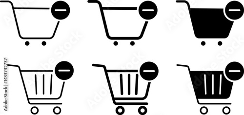 shopping cart icon with remove mark. shop and sale. Web store shop icons. clip art trolly design. Full and empty symbol
