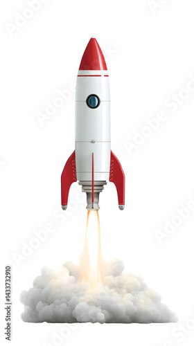 Rocket launch startup on transparent background