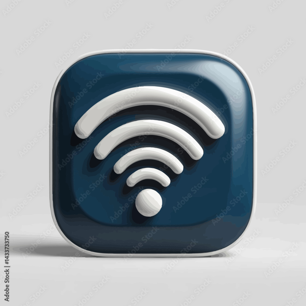 Blue Wi-Fi Icon with a White Signal on a Gray Background Blue Wi-Fi Icon with a White Signal on a Gray Background