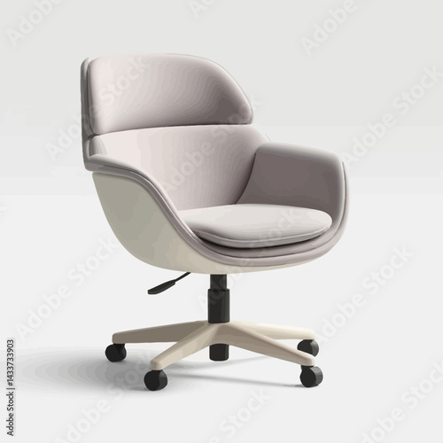 Modern ergonomic office chair in soft light gray and cream tones