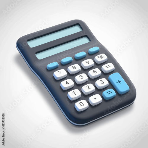 Blue and Gray Modern Calculator Illustration on White Background