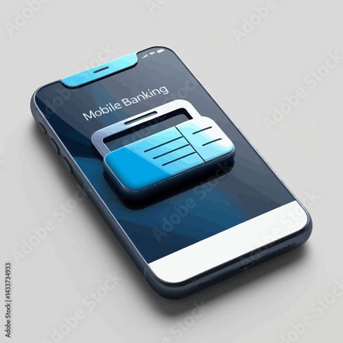 Mobile Banking App on Smartphone with Security Lock Icon