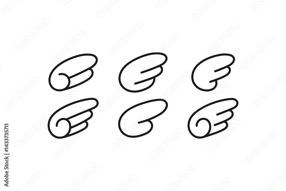 Obraz premium cute wings icon line set