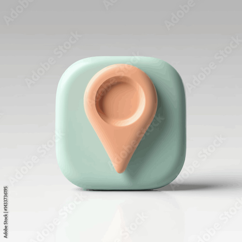 Location Pin Icon in Soft Pastel Colors on White Background