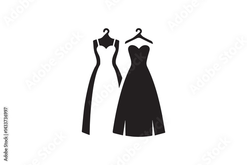 Weeding dress vector silhouette isolated in white background