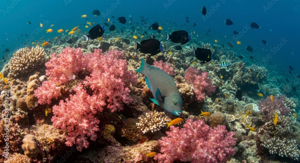 Fototapeta premium Coral reef teeming with fish