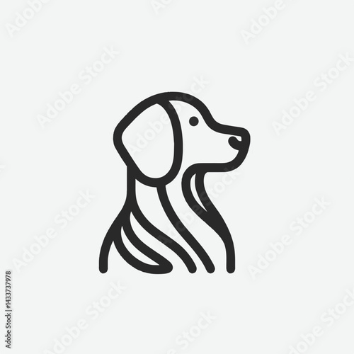 A stylized graphic representation of a dog's head.