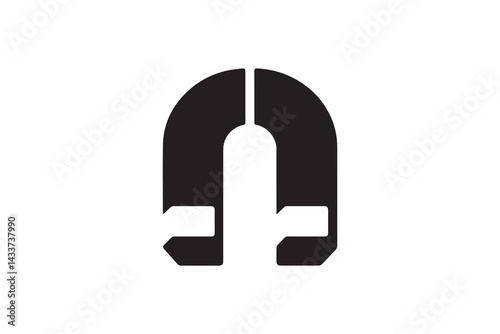 Magnet vector silhouette isolated in white background