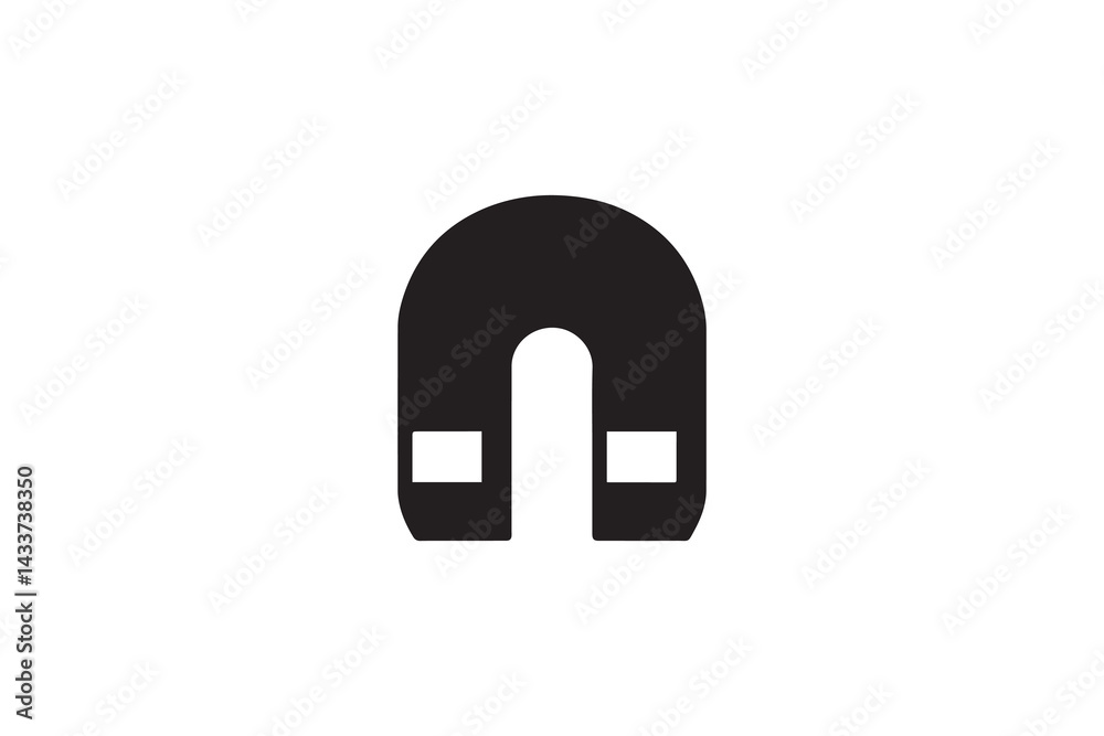 Magnet vector silhouette isolated in white background Magnet vector silhouette isolated in white background