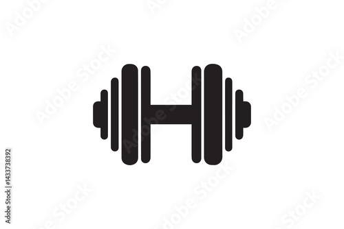 barbell vector silhouette isolated in white background