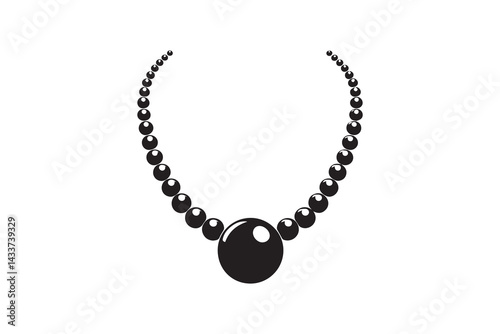 Pearl necklace vector silhouette isolated in white background