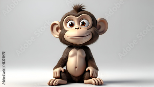 3d cartoon monkey, white background