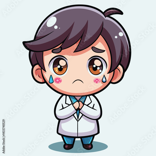 Concerned cartoon doctor character