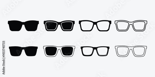 Sunglasses frame silhouette set on white background