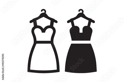 Cocktail dress vector silhouette isolated in white background