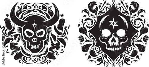 Dark Gothic Silhouette Vector – Occult Tattoo Art Design