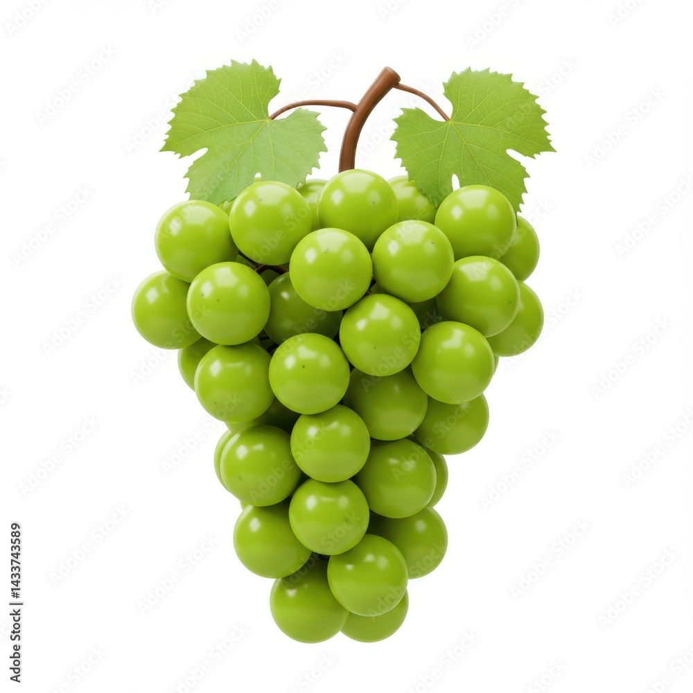 Fototapeta premium Fresh shine muscat grapes on white background closeup isolated on white background