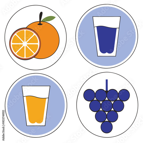 set of different drinks