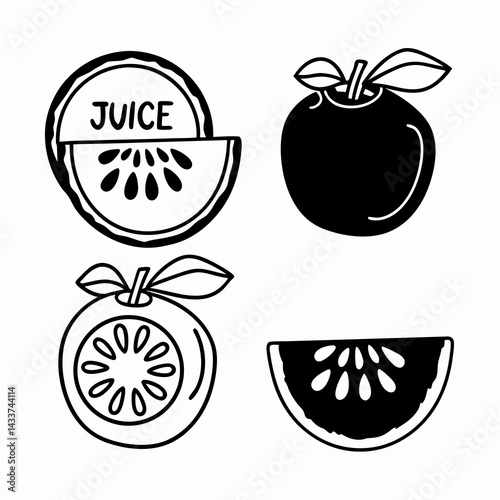 set of fruits and vegetables