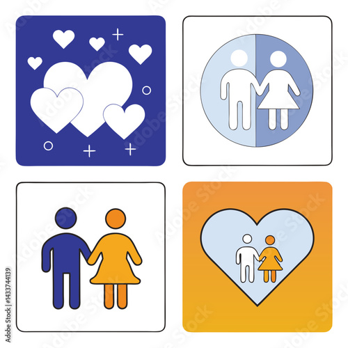 man and woman icon set