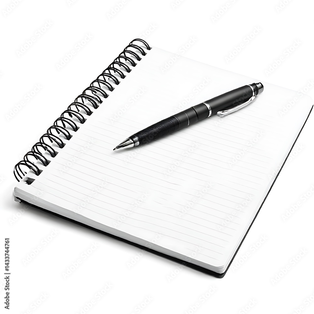 Notebook with pen on top of it isolated on white background Notebook with pen on top of it isolated on white background