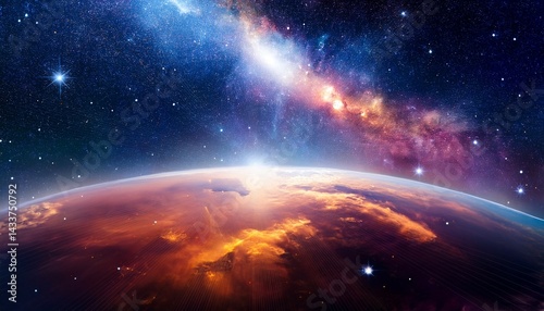 cosmic colorful background with nebula and shining stars