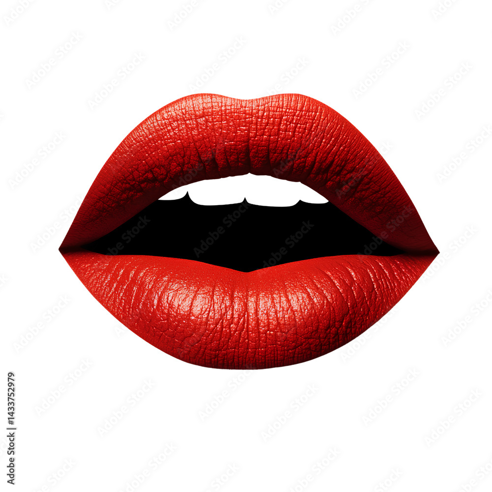 Obraz premium Red lipstick kiss mark clipart on a transparent background PNG