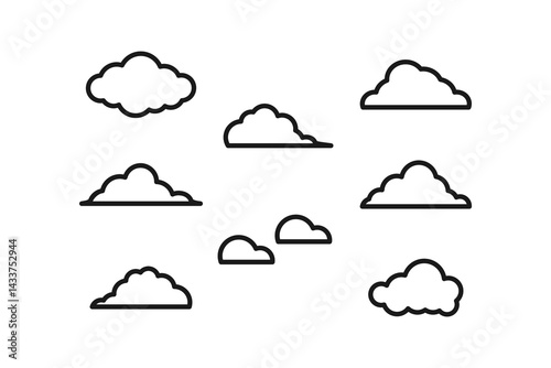 cloud icon line design vector set