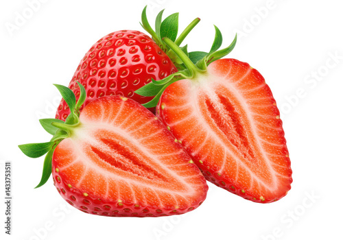 Wallpaper Mural Fresh strawberries with one cut in half isolated on transparent background Torontodigital.ca