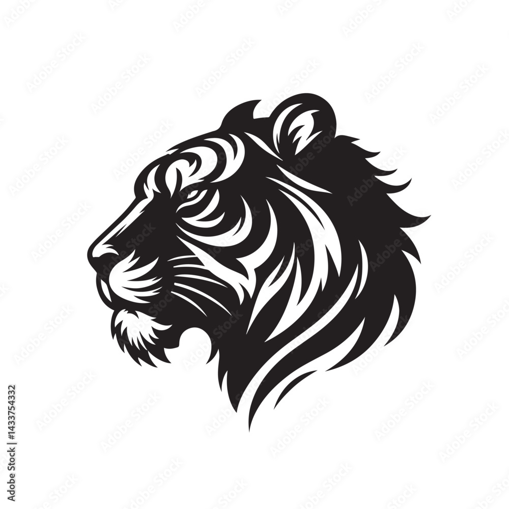 Fototapeta premium Tiger head silhouettes vector illustration