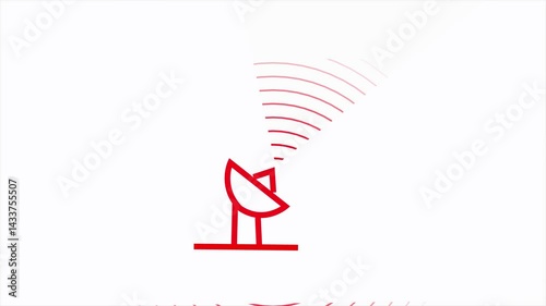 Animated Sattelite 3d Icon Loop Modules for edit with alpha matte redio wabe with red color. photo