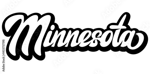 Stylish Minnesota Text Logo with Bold Black and White Design for Graphic Use.