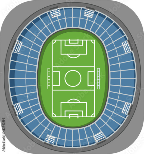 Top-Down Illustration of a Football Stadium Icon