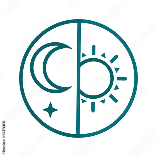 Sun and Moon Symbols in Circular Design  
