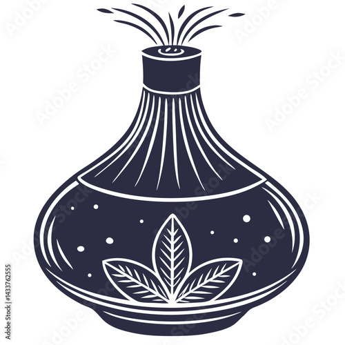 Aroma diffuser releasing soothing vapor with decorative leaves  