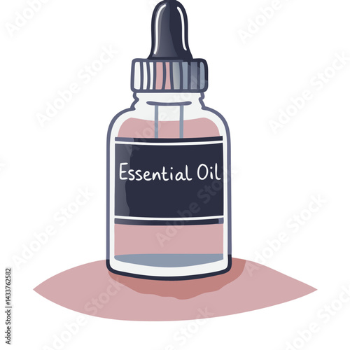Essential Oil Bottle Illustration on Soft Background  