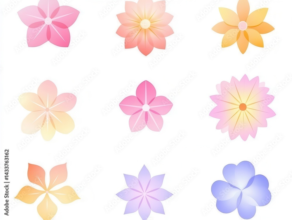 Fototapeta premium set of colorful flowers