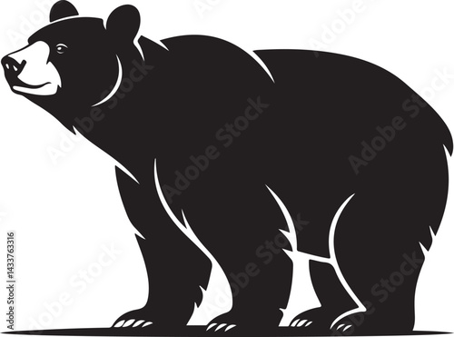 Black Bear Silhouette Standing Profile Vector Illustration