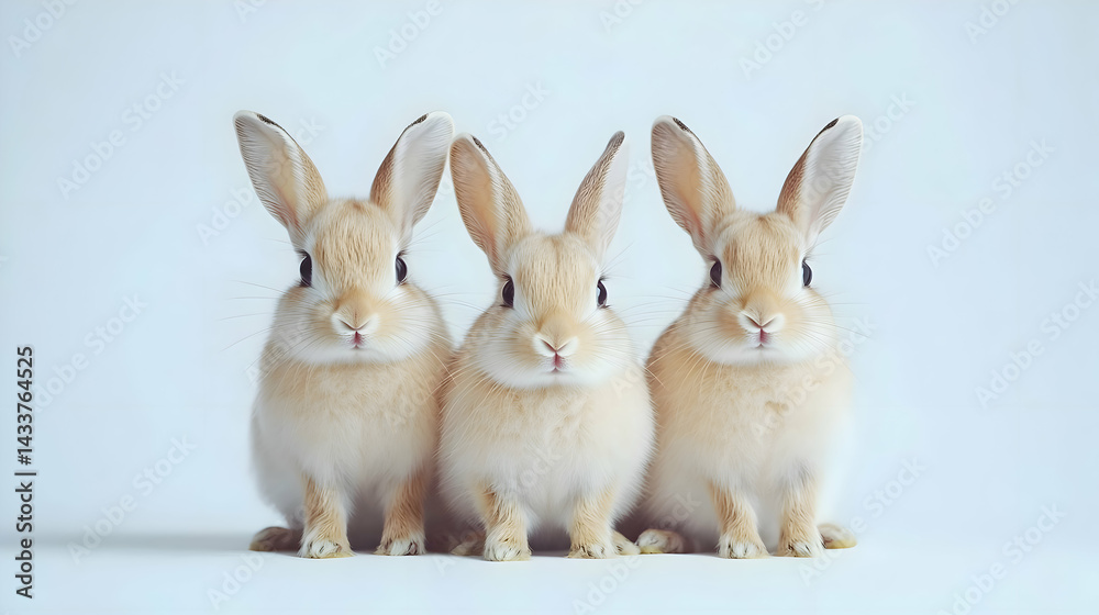 Obraz premium Three Adorable White Rabbits