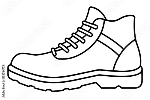 Minimalist Hiking Boot Line Art – Simple Icon for Outdoor and Adventure Designs


