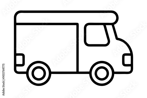 Minimalist Ice Cream Truck Line Art – Simple Icon for Food and Summer Designs

